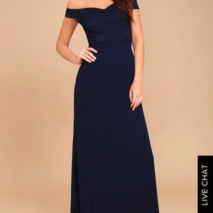 Lulu’s floor length navy blue dress